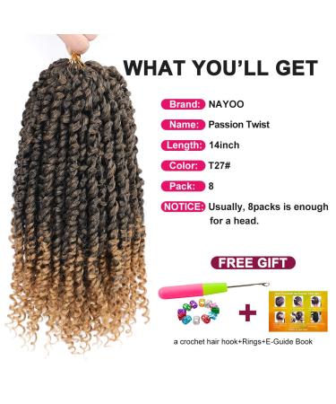 Passion Twist Hair - 14 Inch Crochet Twists (8 Packs) for Black Women - Synthetic Curly Braiding Extensions (T27) - Buy Online on GoSupps.com