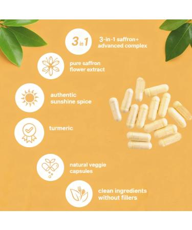 versafy Happy Saffron - 90 Capsules - Potent Blend of Saffron Curcumin & Zinc for Mood & Wellness - Vegan Gluten-Free - Buy Online on GoSupps.com