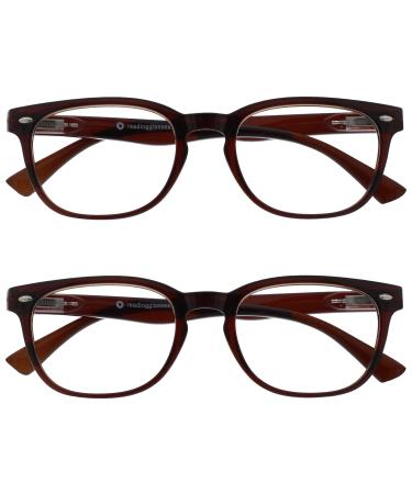 UV Reader Brown Reading Glasses Value 2 Pack Designer Style Men Women UVR2PK015 +2.50 +2.50 Diopters