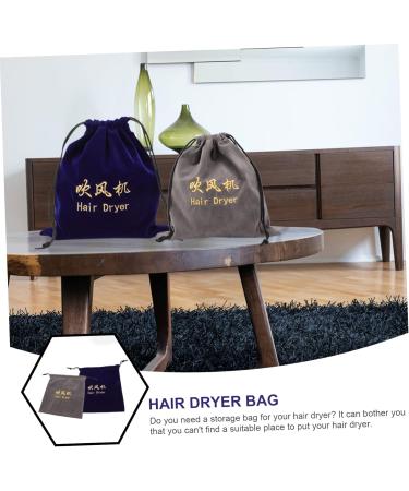 Baluue 2pcs Storage Bag Drawstring Pouch Blow Dryer for Curly Hair Make up Travel Bag Mini Flocking Cloth - Buy Online on GoSupps.com