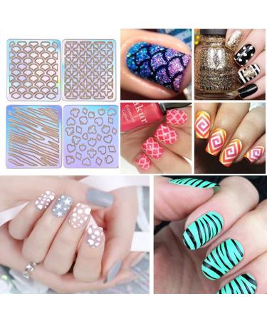 Dokpav 144 Pcs Nail Vinyl Stencils Set - 72 Unique Designs for Nail Art Decoration | DIY Nail Design Tools Decals - 24 Sheets - Buy Online on GoSupps.com