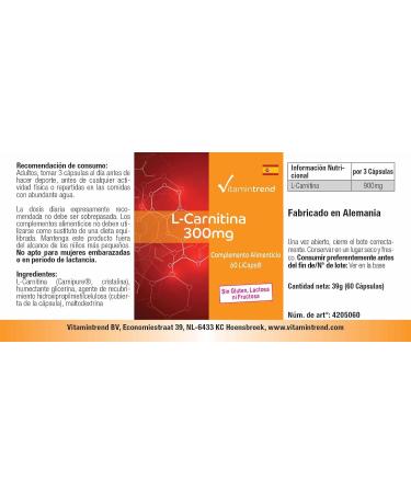 L-Carnitine 300mg - 60 Capsules | Vegan & Bioavailable Carnipure in Licaps | High Dose Supplements from Germany - Vitamintrend  - Buy Online on GoSupps.com