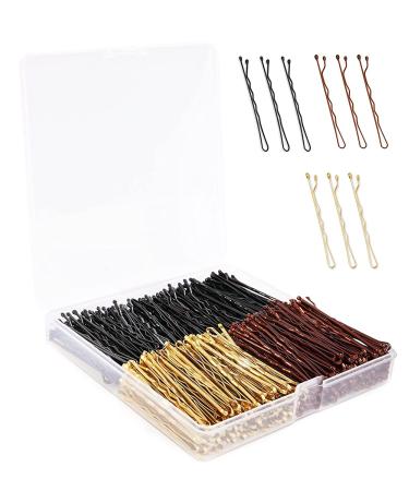 Bellure 200 Pcs Bobby Pins with Storage Box Kirby Hair Grips (5.5cm/2.2 in) Hair Pins Good for All Types of Hair Styling Needs for Girls Women & Hair Salons (black blonde brown)
