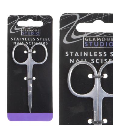 VFM - Stainless Steel Nail Scissors Sharp Curved Tip - Glamour Studio