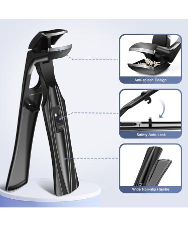 Buy Angled Head Nail Clippers - Mess Free Toenail Clippers for Seniors & Thick Nails | Sharp Blade Nail Cutter | Perfect Birthday Gifts for Men & Women - Black - Buy Online on GoSupps.com