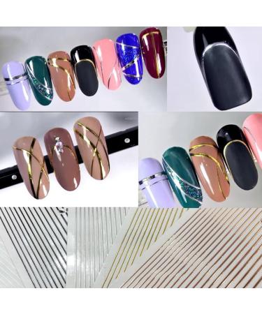 3D Gold & Silver Stripe Nail Art Stickers | Self-Adhesive Decals for DIY Manicure | Geometric Designs for Women - Buy Online on GoSupps.com