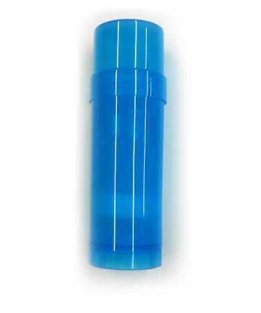 (5) Empty Clear Plastic Deodorant Containers - 2.2 Oz Cylinders (Blue)