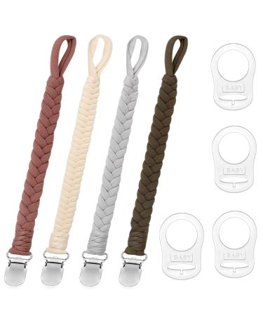 Annhao pacifier chain cotton pacifier band boy and girl 4 PCs pacifier chains clips with 4 PCs silicone ring all pacifier baby teeth fits toys for bib triangular cloth sucker baby shower - Buy Online on GoSupps.com