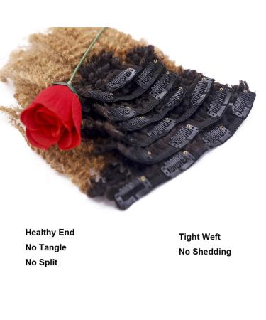 Caliee Virgin Hair Afro Kinky Curly Clip ins Human Hair Extension 14 Inch Ombre 1B/27 AC - Buy Online on GoSupps.com