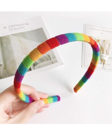 LYWYOUDDKH Women s Autumn Plush Headband - Rainbow Striped Elastic Hairband for Styling | International Shipping Available - Buy Online on GoSupps.com