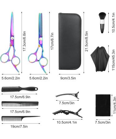 13Pcs Scissors Hair Hairdressing Professional Shears Set Thinning Cutting Clip Comb Stainless Steel Cut Pouch Kit Salon Barber Women Men Kids Black (Purple) - Buy Online on GoSupps.com