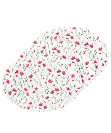 3-Pack Cleaning Kitchen Sponges Oval Cute Little Red Flower Kitchen Cellulose Dishwashing Wood Pulp Cotton