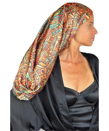 Satin Reversible X-Long Hair Wrap Cap for Long Braids by Scarlett Rain - African Print - Buy Online on GoSupps.com