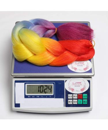 Showjarlly Kanecalon Hair Braids Extensions - Ombre Jumbo Braid 24 Kunsthaar Braiding Hair (3 Pack) - Multi-Color Yellow Blue Purple Red - Buy Online on GoSupps.com