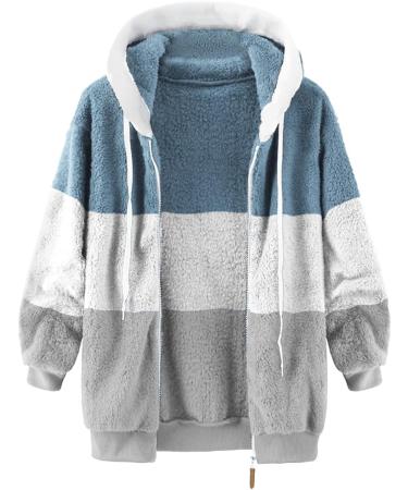 Hanxiulin Oversized Plush Jacket for Women - Warm Windproof Lightweight Fleece Coat - Premium Gray Outdoor Outerwear - Buy Online on GoSupps.com