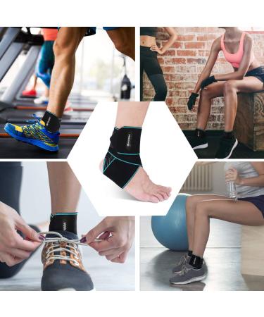 AVIDDA Ankle Support 2 Pack Adjustable Ankle Brace for Sports Elastic Compression Ankle Strap for Sprained Ankle Achilles Tendon Running Teal - Buy Online on GoSupps.com