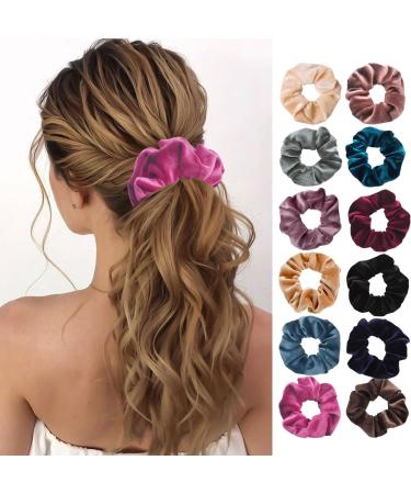 12 Pieces of Velvet Hair Ties French Large Hair Ties Extra Large Hair Ties Women's Hair Ties Suitable for Masquerades Parties Birthdays Daily Wear (12 Colors) - Buy Online on GoSupps.com