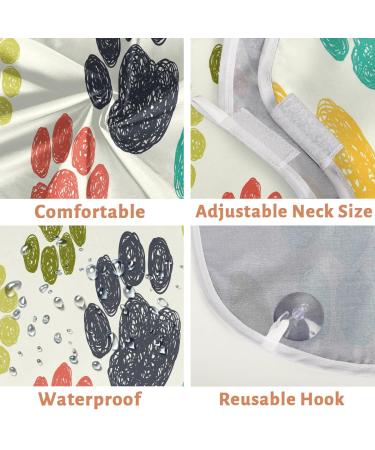 Colorful Dog Paws Print Beard Bib Apron | Waterproof Grooming Cape for Men | Hair Catcher & Trimming Aid | Perfect Gift for Dog Lovers - Buy Online on GoSupps.com