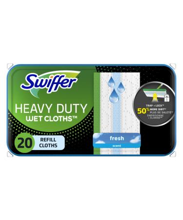 Swiffer Sweeper Heavy Duty Multi-Surface Wet Cloth Refills for Floor Mopping and Cleaning Fresh Scent 20 Count