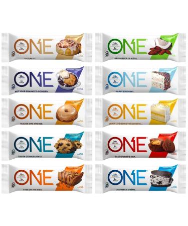 One Protein Bars Variety Pack Sampler Gluten Free 20g Protein and Only 1g Sugar 2.12 oz Bars (10 Count) - Buy Online on GoSupps.com