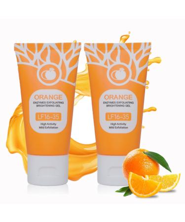 Orange Exfoliating Gel for Face & Body - 2-Pack Gentle Daily Peel Scrub Deep Cleans Pores Removes Blackheads & Moisturizes Skin for All Skin Types (1.7Fl Oz Each)