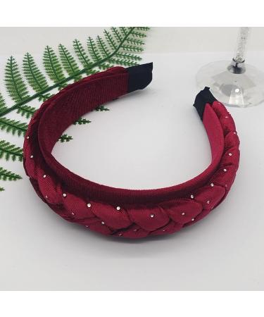 SARTS Braided Velvet Headband - Stylish & Fashionable Chunky Hairband for Women - 4.5CM Wide Winter Velvet Crown - Thick Velvet Head Band for Girls (Burgundy) - Buy Online on GoSupps.com