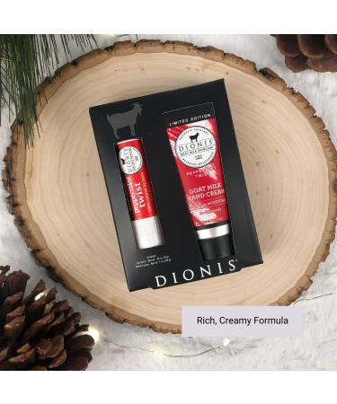 Dionis - Goat Milk Skin Care Peppermint Twist Scented Lotion (8.5 oz) and Hand Cream & Lip Balm Set (1 oz and .28 oz) Bundle - Made in the USA - Cruelty-free and Paraben-free - Buy Online on GoSupps.com