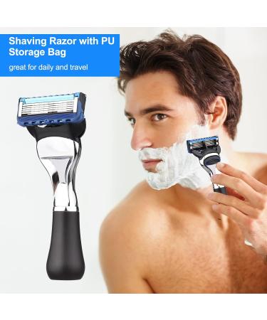 Xiaoxin Portable Metal Razor with PU Storage Bag | 3-Blade Washable Manual Mustache Removal Tool - Safety Bar Design for Perfect Grooming - Buy Online on GoSupps.com