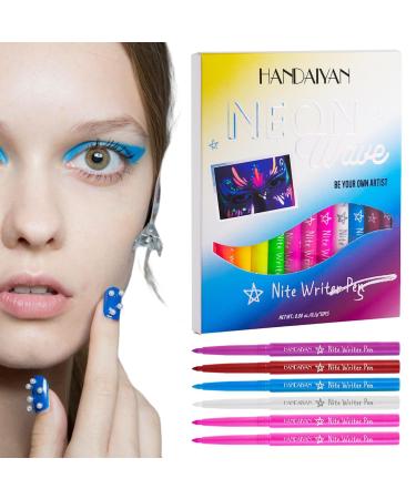 Neon Liquid Eyeliner Set - Long Lasting Rainbow Eye Liner Kit - High Pigmented Waterproof Smudge-Proof Pigmented Graphic Liners for Women Girls Rowces