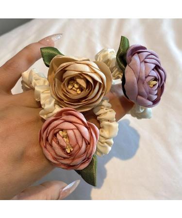 amangul Vintage Flower Hair Scrunchies Thick Updo Oversized Scrunchies Elegant -Hair Rope Scrunchy Women Ponytail Holder(Orange) - Buy Online on GoSupps.com