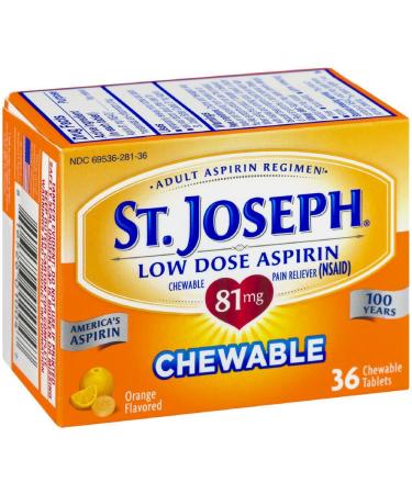 St. Joseph Orange Chewable 81mg Aspirin, 36 Tablets (Pack of 3) 36 Count (Pack of 3)