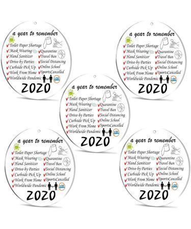 G GABRIELMODU KSdeal Christmas Tree Ornament Remembering 2020 The Year of Quarantine Christmas Tree Hanging Decoration Acrylic Discs Double-Sided Printed Creative for Family & Friends