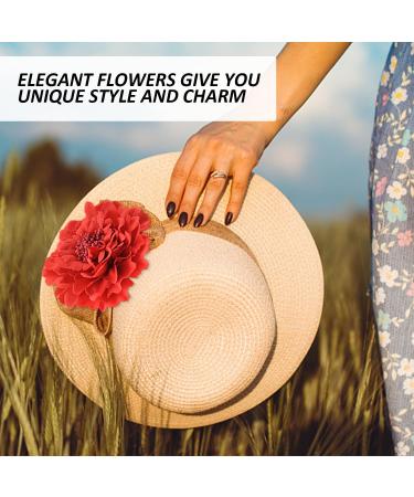 2 Pieces of Hair Clips Peony Flower Hair Clips Women's Hair Clips Flower Hair Accessories Red Flower Crocodile Clips Women's Hair Jewelry Chiffon Petal Hair Clips (Red Off-White) - Buy Online on GoSupps.com