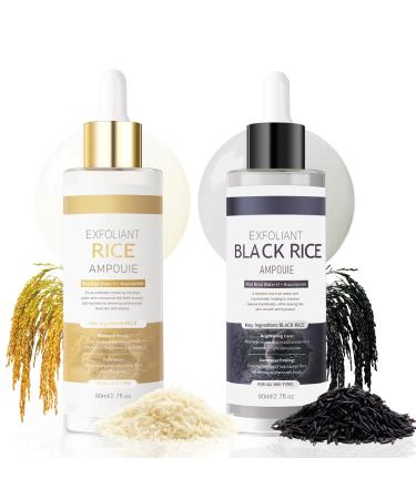 KYDA Peel Shot Glow Rice Ampoule Duo Black and White Rice Peeling Ampoule Soft Rice Exfoliating Face and Body Blackheads Remover for All Skin Types Pore Care Skin Remover Scrub 5.4fl.oz Black and White Rice 5.42 fl.oz