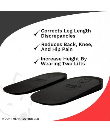 Dr. Wolf 5mm Heel Lifts for Men - 2 Pack of Rubber Inserts for Leg Length Discrepancy & Pain Relief - Black - Buy Online on GoSupps.com