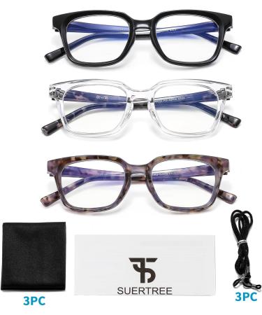 Suertree 3 Pack Reading Glasses with Blue Light Filter - Stylish Anti-Blue Visual Aid for Men & Women - 2.5x Magnification Quality Spring Hinge BM671 - Buy Online on GoSupps.com