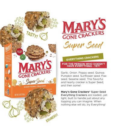 Mary's Gone Crackers Super Seed Crackers - Organic Plant-Based Protein, Gluten-Free Everything Flavor - 5.5 Ounce Pack - Buy Online on GoSupps.com
