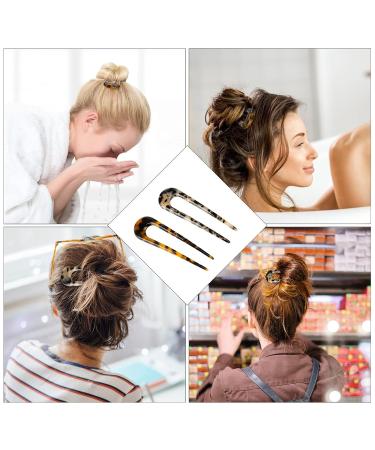 U Shadow Hairpins - French Style Hair Forks & Cellulose Acetate Hair Styling Accessories for Women & Girls | 4 Reusable Tines Hair Chicken Hooks - Buy Online on GoSupps.com