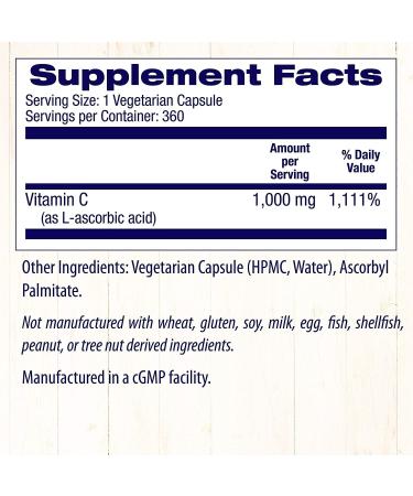 Healthy Origins Non-GMO Vitamin C 1000mg - Vegan Immune Support & Cell Function - 360 Veggie Capsules - Buy Online on GoSupps.com