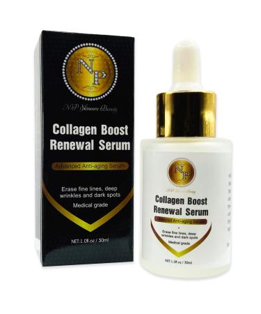 Collagen Boost Renewal System - Medical Grade Advanced Aging Serum for Fine Lines Wrinkles and Dark Spots 1 oz.
