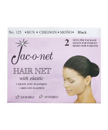 Jac-O-Net Tiny Mesh Hair Net - Chignon Bun Size  Black  2 Nets Per Pack  1 Pack