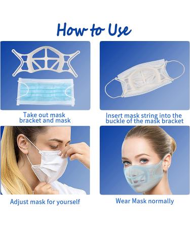 3D Silicone Face Mask Bracket with Earloops - Turtle Shape Breathable Spacer for More Breathing Room, Lipstick Protector (White 5PCS) - Buy Online on GoSupps.com