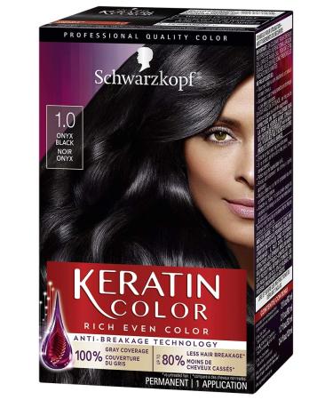 Schwarzkopf Keratin Color Permanent Hair Color Cream  1.0 Black Onyx