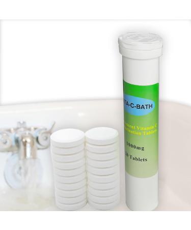 VITA-C-BATH VITA C BATH Effervescent Tablets 1000mg Vitamin C Dechlorination for Bath Rellef Dry & Itchy Skin Good for Sensitive Skin and Rough and Dry Hair (100% Organic) 20 tabets White
