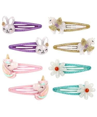 Girls Unicorn Hair Clips - Flower & Rabbit Snap Hair Pins for Kids - Buy Online on GoSupps.com