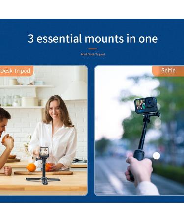 TELESIN Mini Desktop Tripod Selfie Stick for GoPro, Insta360, DJI & More | Telescopic Selfie Pole Monopod Extension - 4 Lengths - Buy Online on GoSupps.com