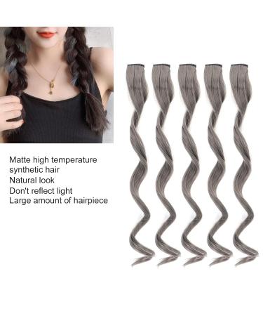 5 Piece Long Curly Gray Clip-In Hair Extensions | High Temperature Synthetic Wig for Women & Girls - Stylish & Versatile - Buy Online on GoSupps.com