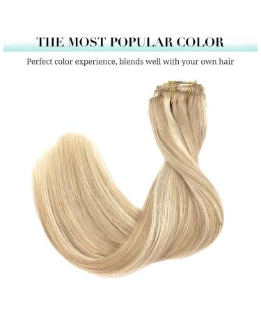 Doores Real Hair Clip-In Extensions 45cm 18 inch - 120g Dirty Blonde Highlights | Remy Human Hair 7 Pieces for a Full Head - Buy Online on GoSupps.com