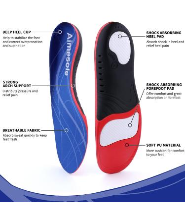 Heavy Duty Orthotic Insoles for Plantar Fasciitis - High Arch Support Gel Shoe Inserts for Men & Women - Supports 220+ lbs - Size S 7.5-9 / M 6-7 - International Shipping Available - Buy Online on GoSupps.com