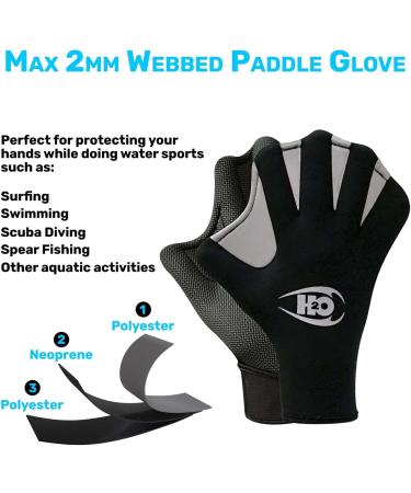 H2ODYSSEY Paddle Gloves - Webbed with Velcro Strap & Sharkskin Palm Grip - Thermal Dive Gear for Surfing, Diving, Swimming - Large - Buy Online on GoSupps.com